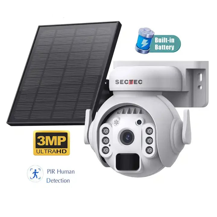 SECTEC Mini Solar Powered GSM 4G Sim Card IP66 Battery Security  IR PIR Battery IP Camera Wireless Wifi Solar Security Camera