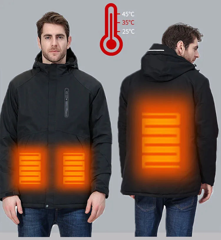 Men's USB Heated Ski Jacket – Padded Winter Coat with Electric Heating