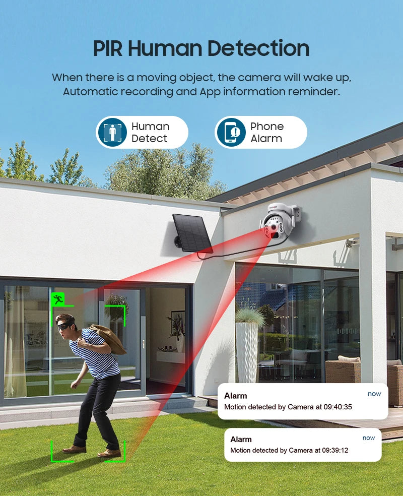 SECTEC Mini Solar Powered GSM 4G Sim Card IP66 Battery Security  IR PIR Battery IP Camera Wireless Wifi Solar Security Camera
