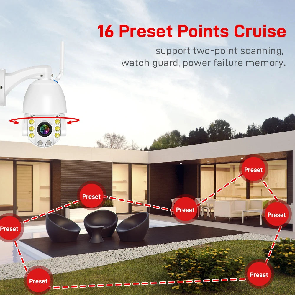 Wistino 8MP UHD 50x Zoom Security Camera Smart Alarm Motion Detection Icsee 4g Camera