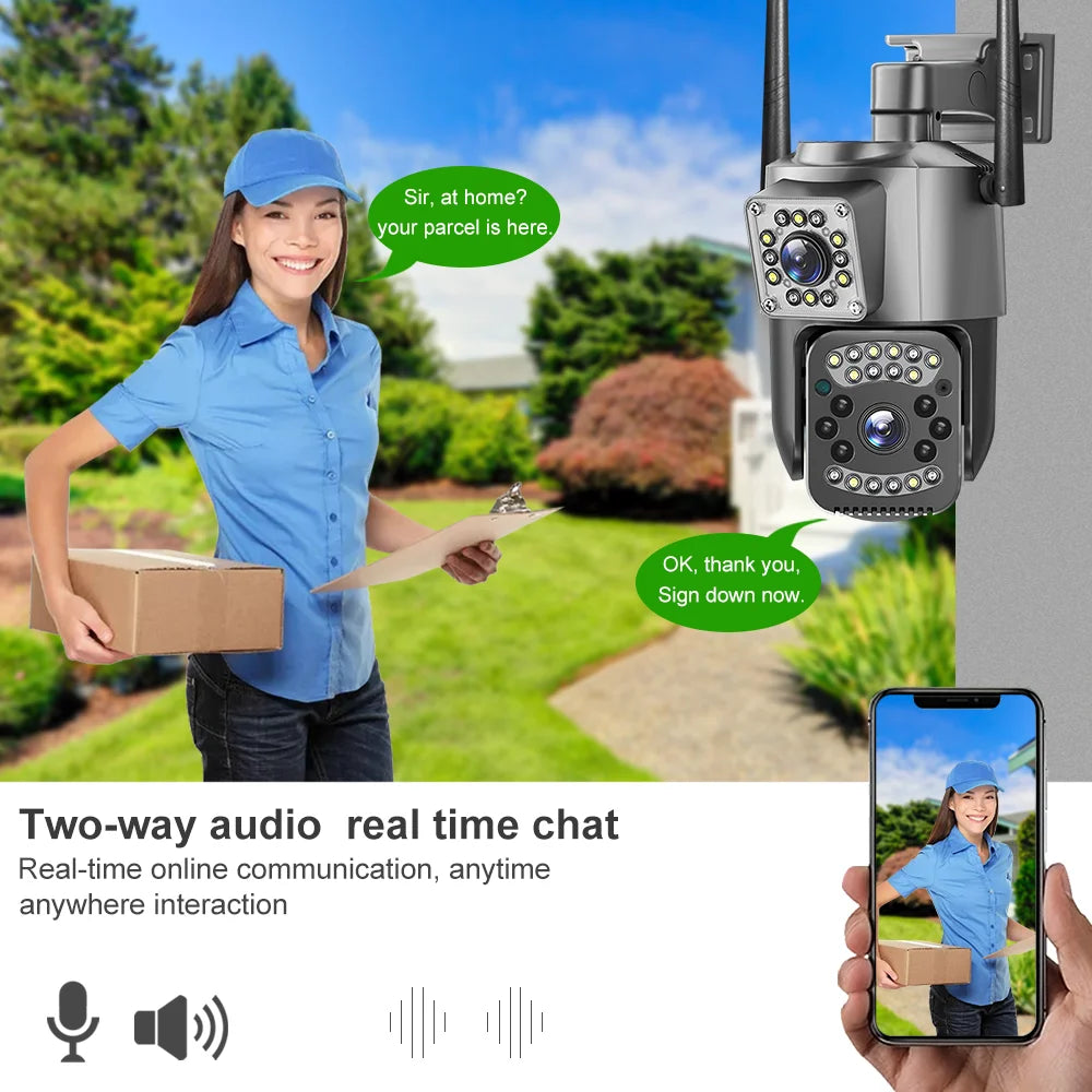 Smart Home Wireless WiFi Dual Lens Indoor Outdoor Security Camera 4MP V380 Pro WiFi IP PTZ Bullet CCTV Network Camera