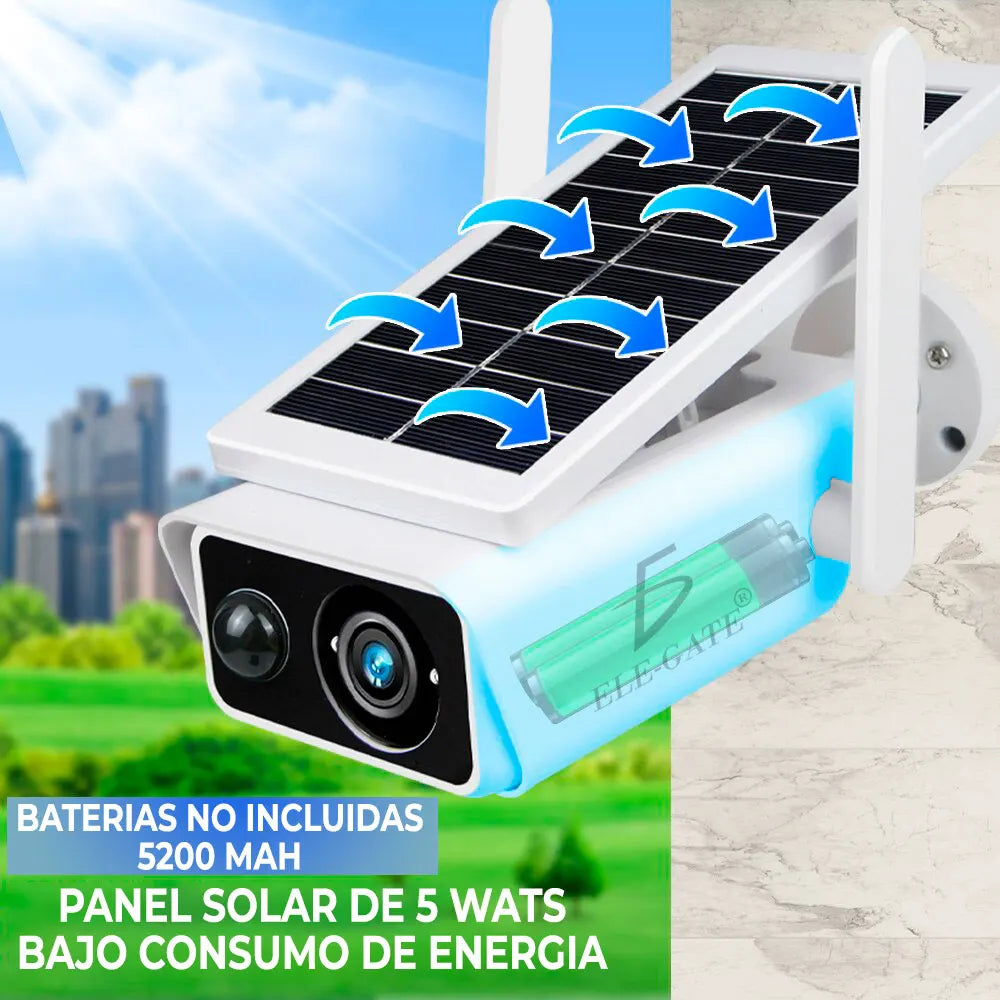 Ele-Gate Solar Camera 2MP Full HD Wireless Surveillance CMOS Sensor Cloud Solar Panel IP65 Waterproof Outdoor Security Camera