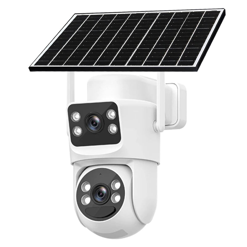 Dual-lens outdoor wireless wifi solar cctv camera 4g sim card ptz 5K UHD home surveillance night vision security camera system