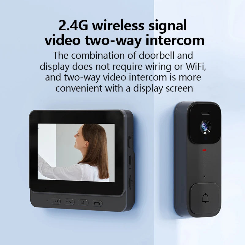 X7 Smart Video Doorbell 4.3 Inch Screen Cat's Eye Design Battery Powered Security Doorbell Camera WiFi Photo Taking Capability