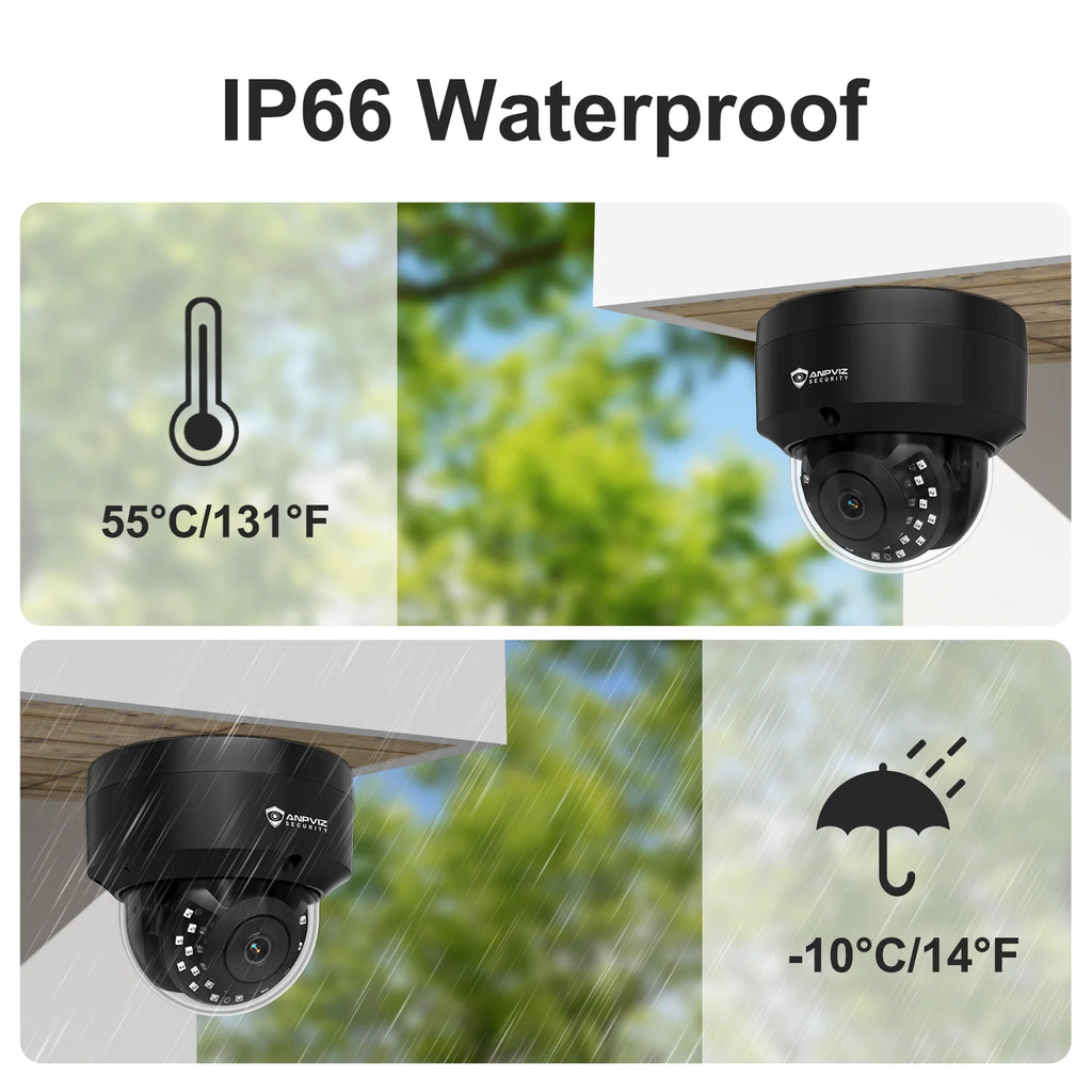 Anpviz 4K Black Dome PoE Security Camera System for Commercial Home Store Office 8X 8MP Wired Dome IP Cameras NDAA