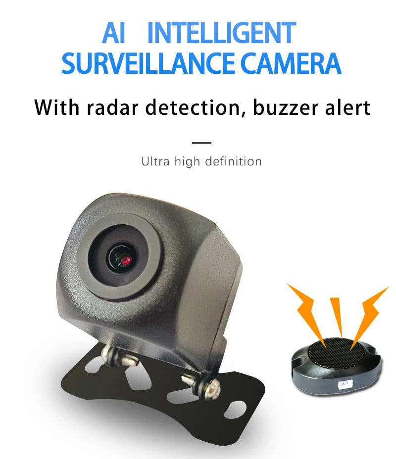 New AI Security Camera AI Detects Vehicle and Pedestrian Warnings Rear-view HD Reverse Camera with Buzzer