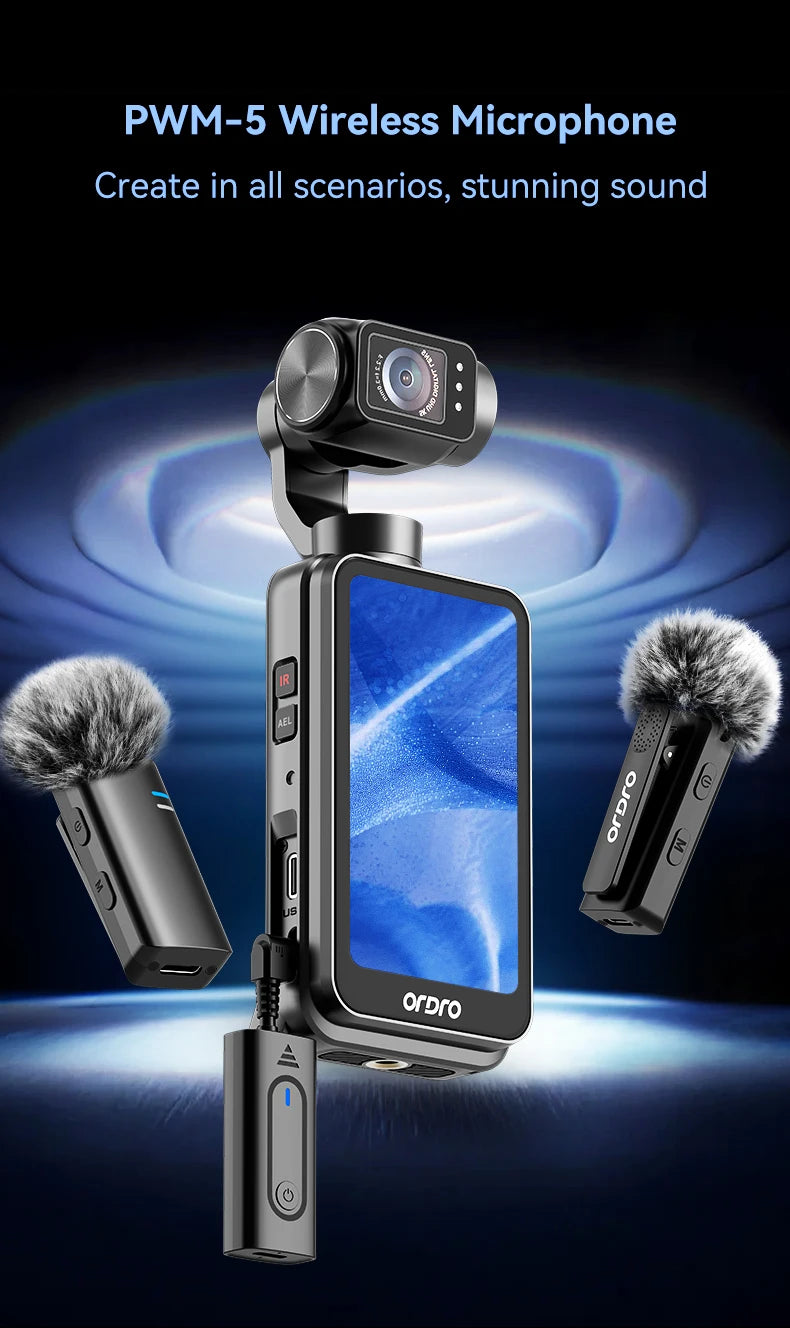 Top ORDRO M5 Gimbal Camera With Wireless Mic and Remote Control ORDRO Pocket Camera  4K Video Camera