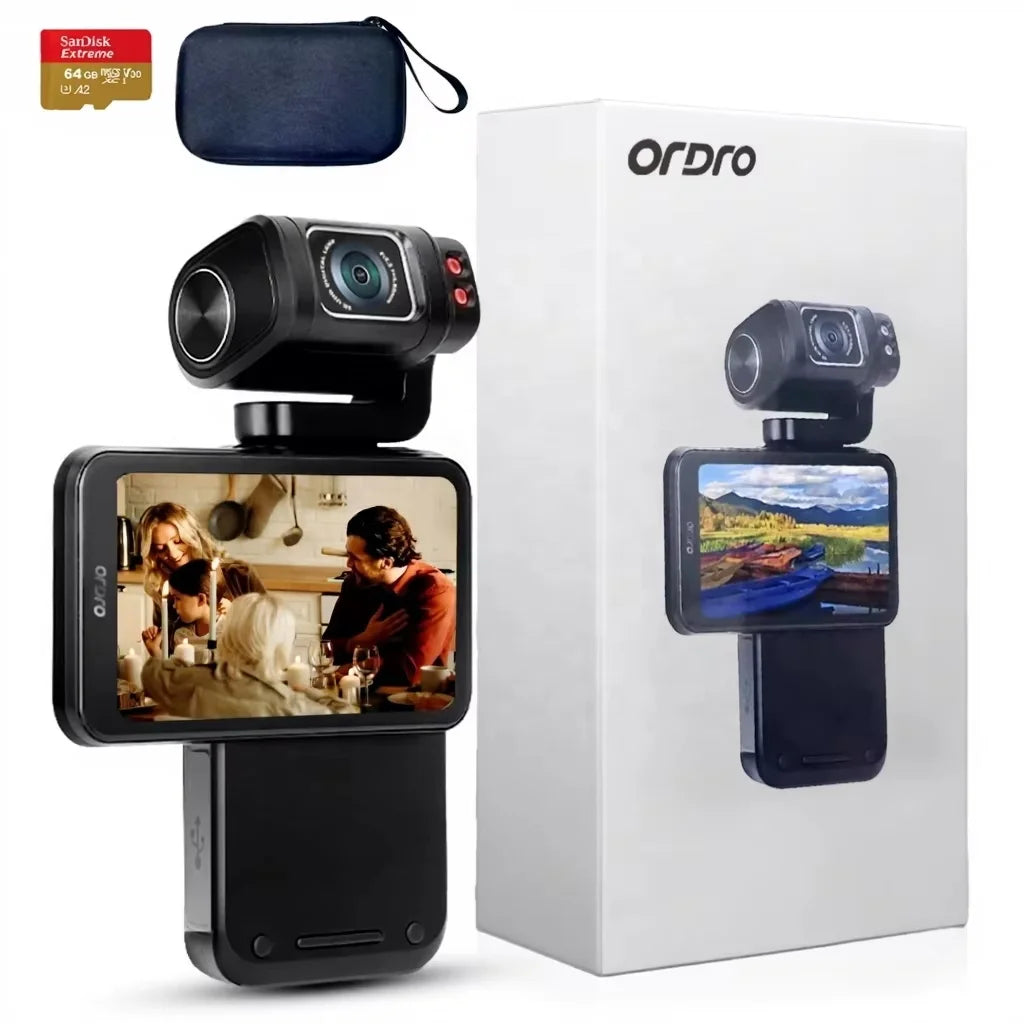 ORDRO M3 5K Video Camcorder 48MP UHD 4K/60fps Handheld Digital YouTube Vlogs Camera 3.5'' Rotatable IPS Screen 3250mAh Battery