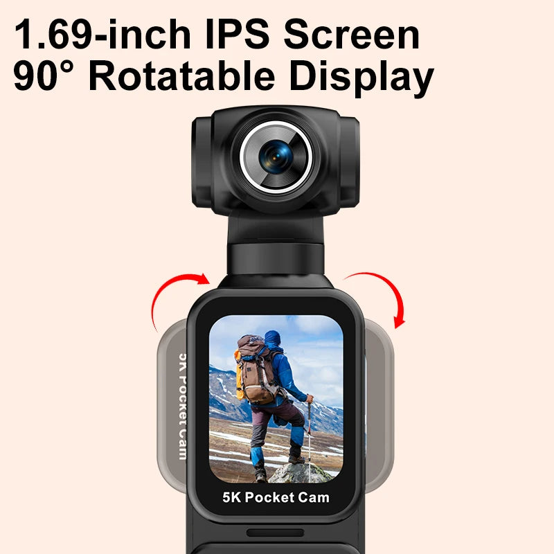 New 5K Ultra HD Thumb-sized Action Digital Camera Face Recogition Tracking 270 Degrees Rotate Lens Wifi Sport Motion Cameras