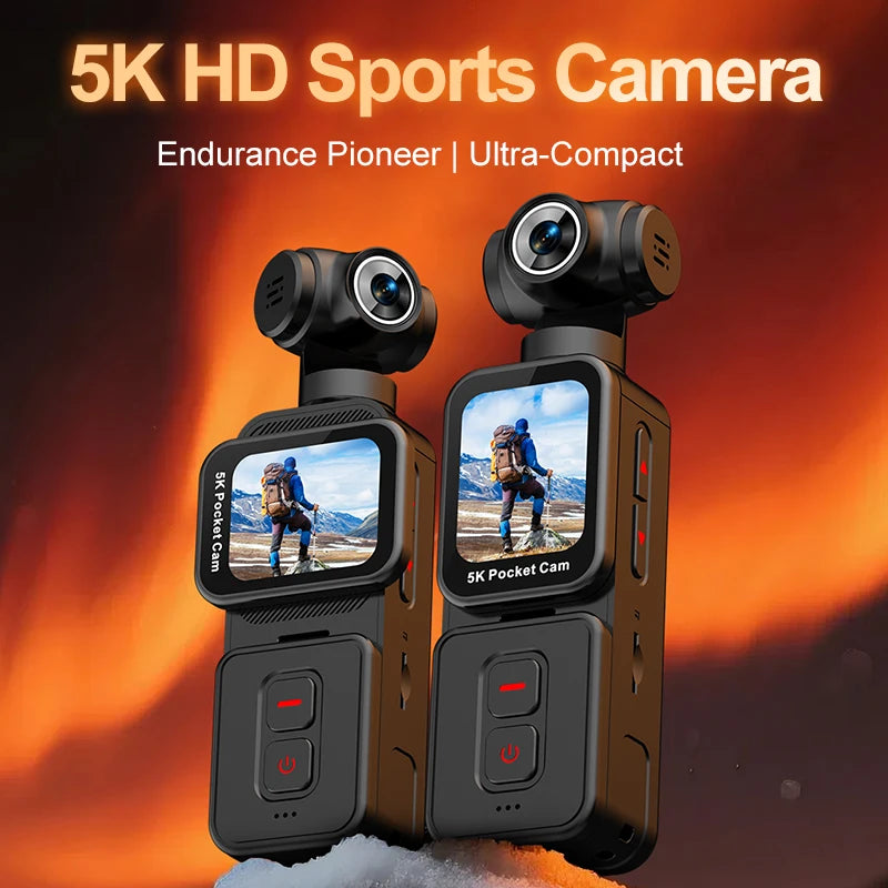 New 5K Ultra HD Thumb-sized Action Digital Camera Face Recogition Tracking 270 Degrees Rotate Lens Wifi Sport Motion Cameras