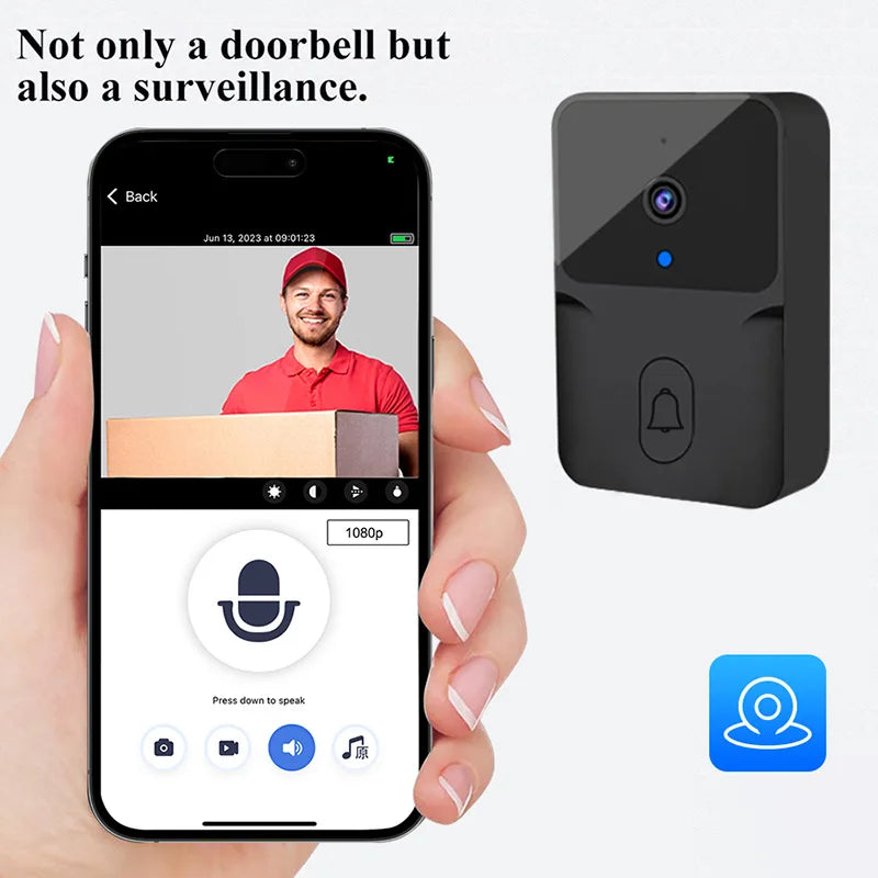 Wi-Fi Video Doorbell Camera Smart Home Kit with Two-Way Audio AI Motion Detection Night Vision Cloud Storage Wireless