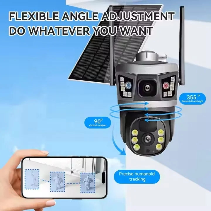 Wireless Smart Ip Cctv Camera 2K 4Mp 4g Camera Sim Card Long Range Lte 3G 2K 4Mp Ptz Ir Color  Solar Security Camera