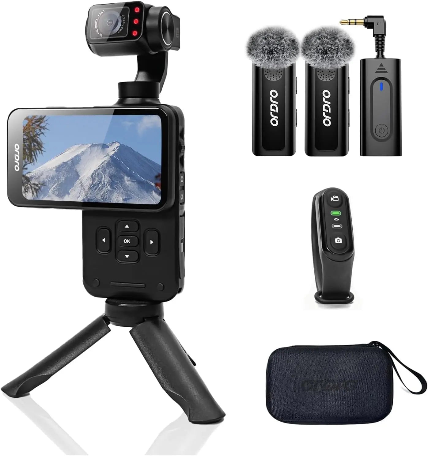 Top ORDRO M5 Gimbal Camera With Wireless Mic and Remote Control ORDRO Pocket Camera  4K Video Camera