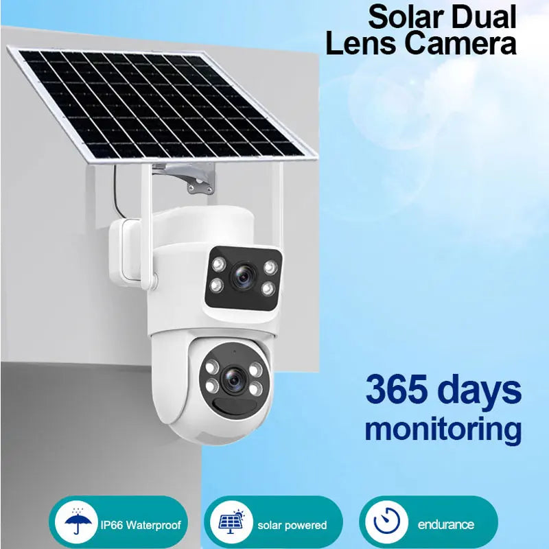 Dual-lens outdoor wireless wifi solar cctv camera 4g sim card ptz 5K UHD home surveillance night vision security camera system