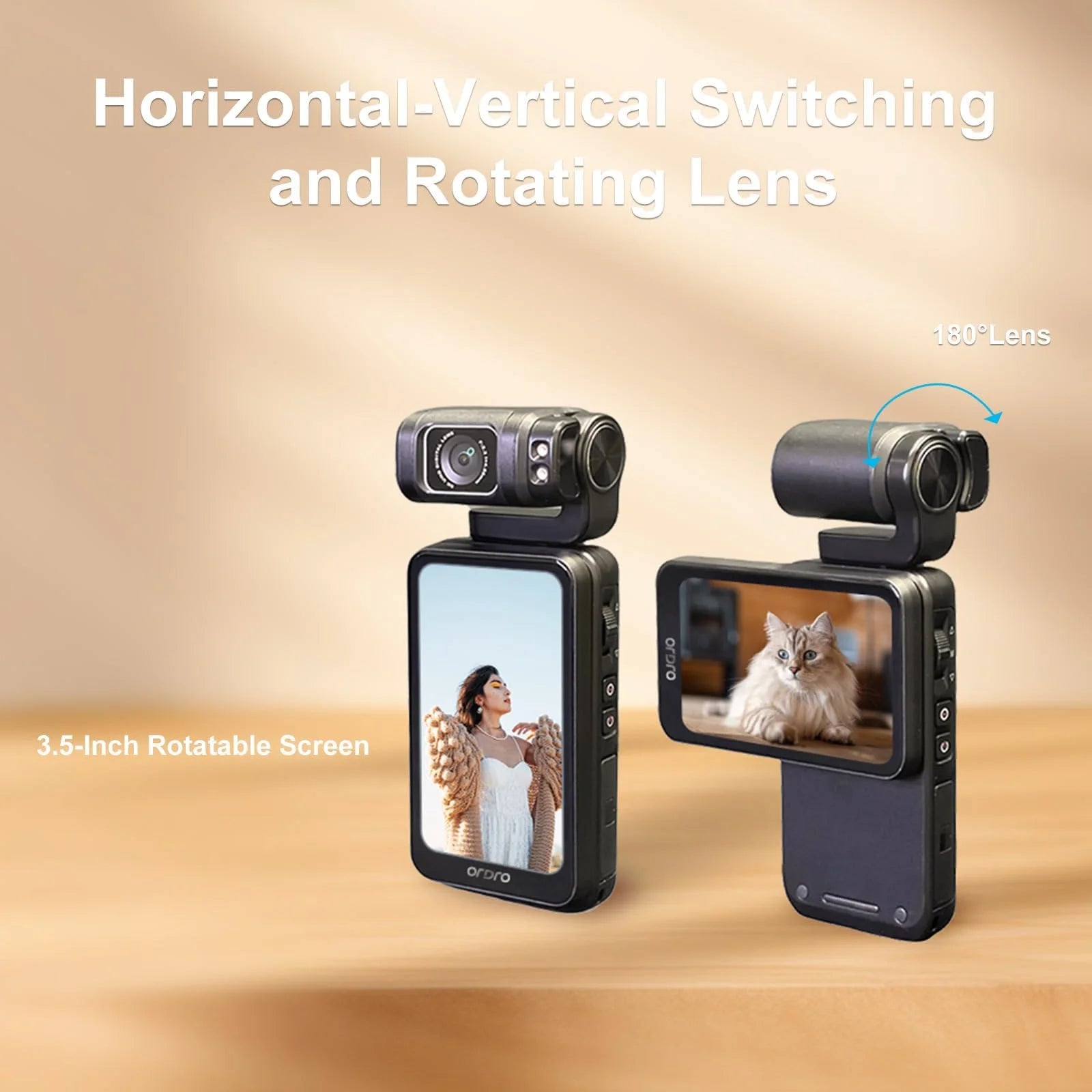 ORDRO M3 5K Video Camcorder 48MP UHD 4K/60fps Handheld Digital YouTube Vlogs Camera 3.5'' Rotatable IPS Screen 3250mAh Battery