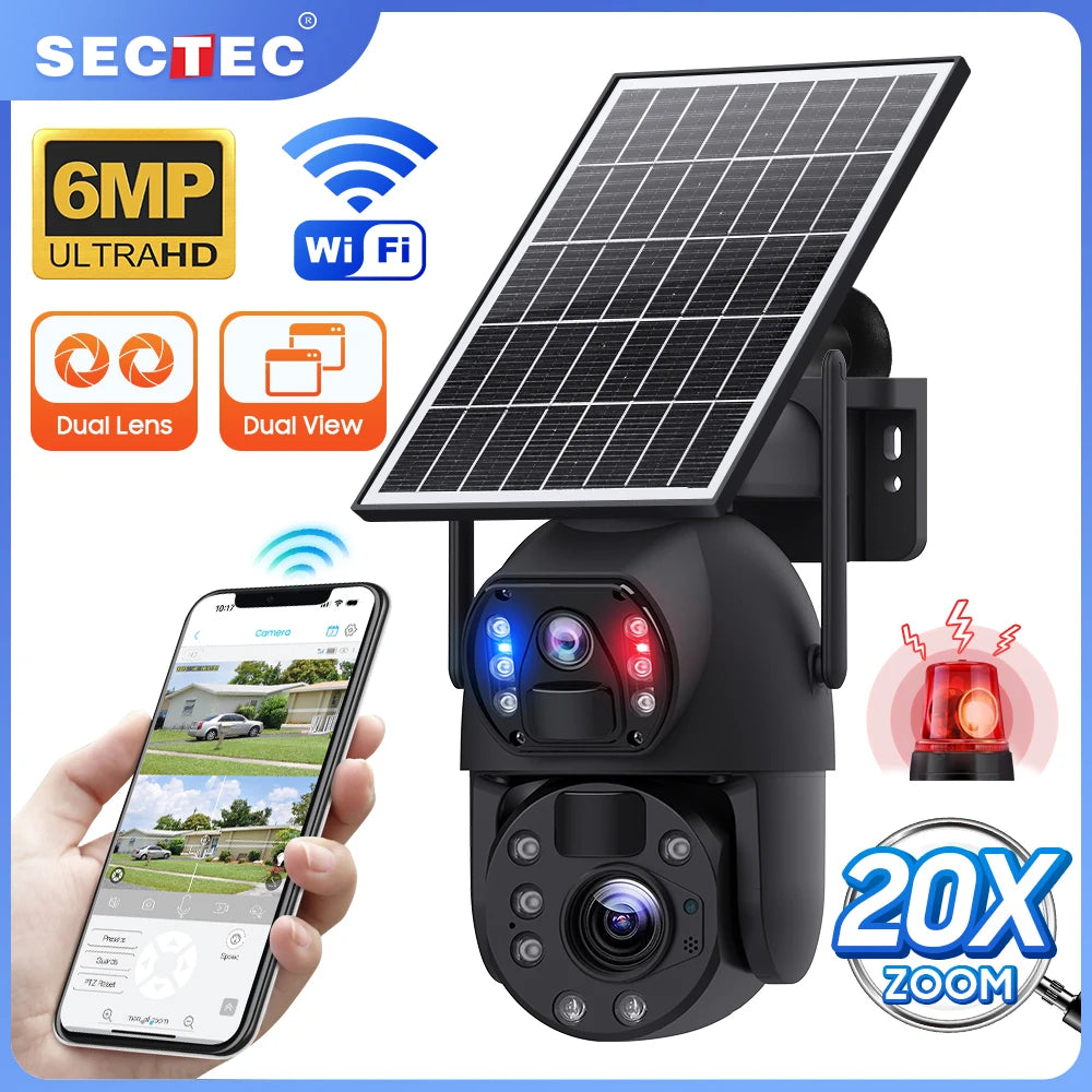 AOV AI Tracking Solar Security Camera 20X Zoom 4G Outdoor PTZ CCTV with Human Detection Wide Angle Night Vision SD Card