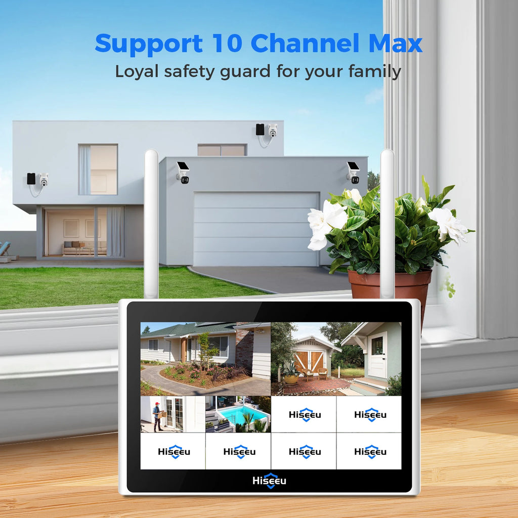 New Product Ideas 2023 10lin LCD Monitoring 4MP Dome Bullet Camera Kit Wireless Wifi Cctv Security Camera System Solar Ptz H.265