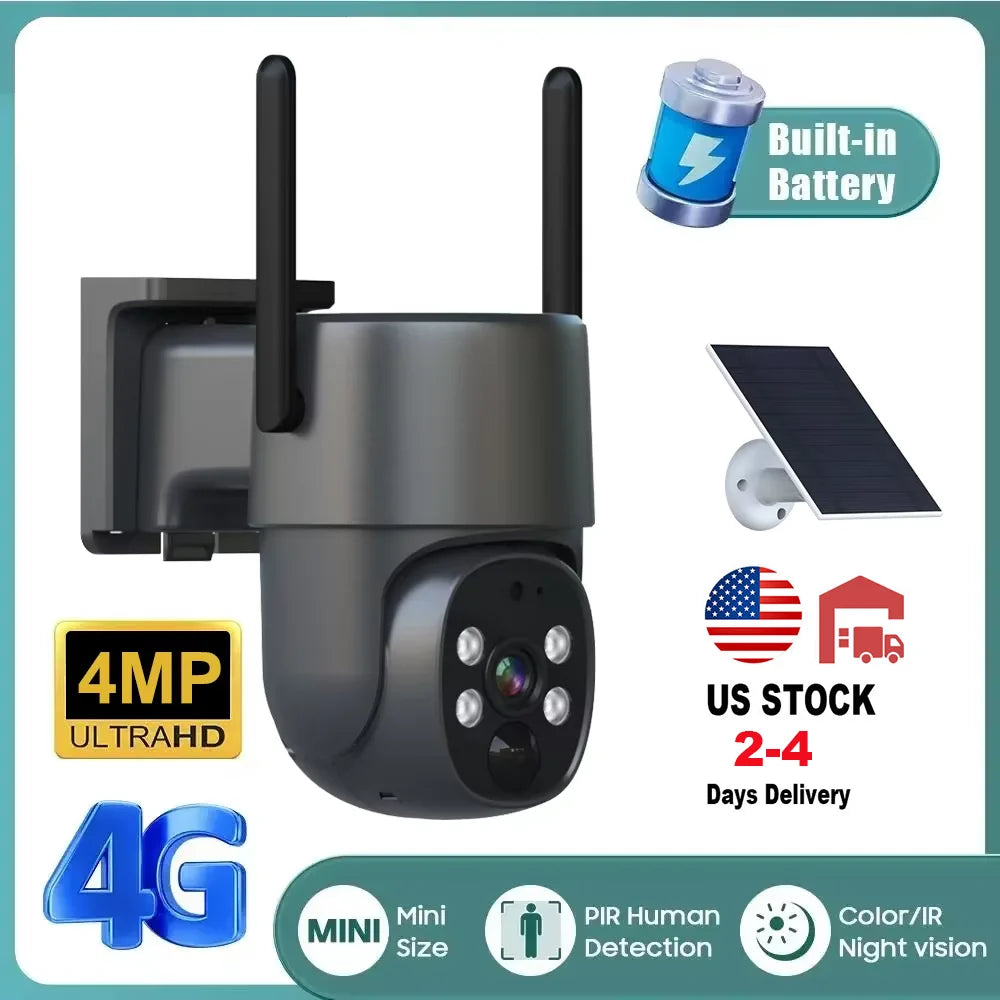Hot Sale Remote Control Wireless Outdoor Water Proof Night Vision Smart Network Security Camera with Solar-Powered