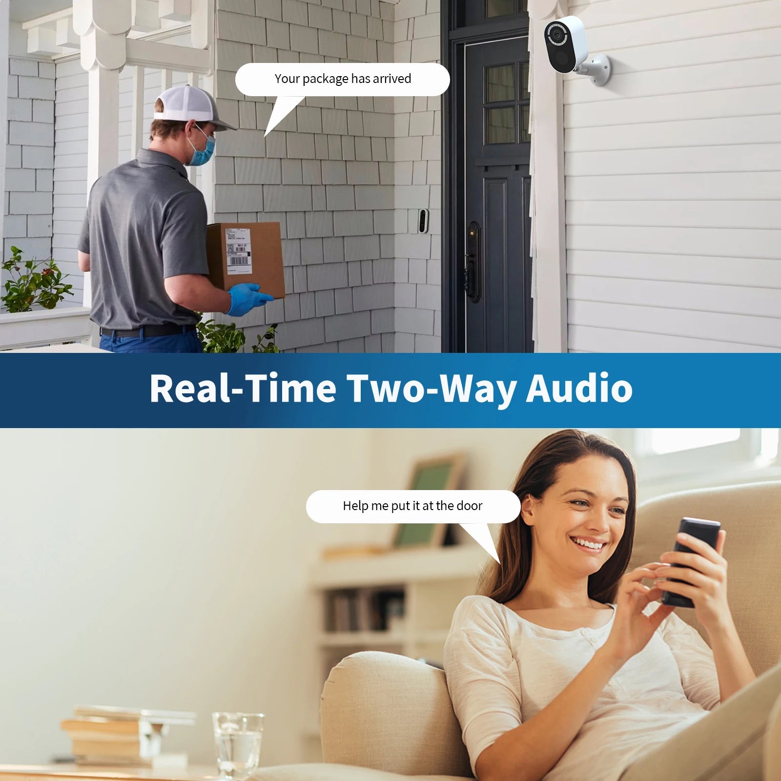 WESECUU 3MP IP66 Night Vision Smart Battery Camera Motion Detection Alarm Message Push Wireless Outdoor Security Camera Wifi