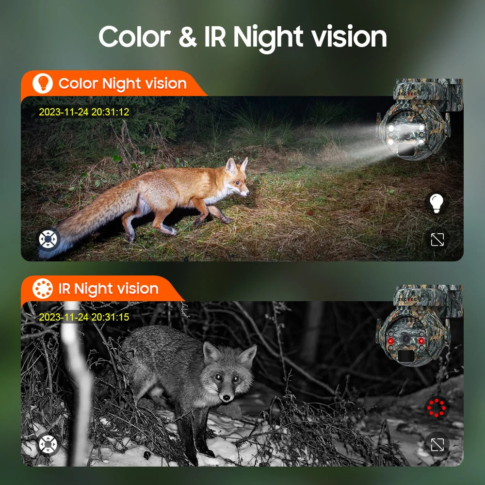 SECTEC 2026 Outdoor Camouflage Shoot Hunting Network Camera Trail 3MP 4G Solar Battery PTZ Mini Two Way Audio Security Camera