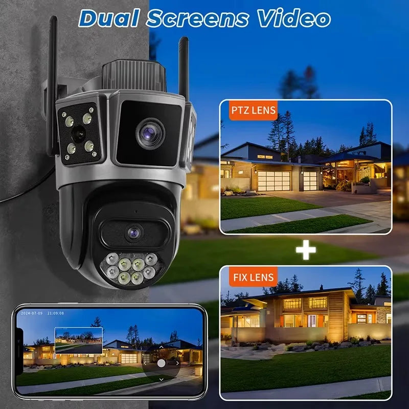 10MP Dual Lens Outdoor Wifi Security Camera Night Vision Full Color AI Motion Detection CCTV Camera System