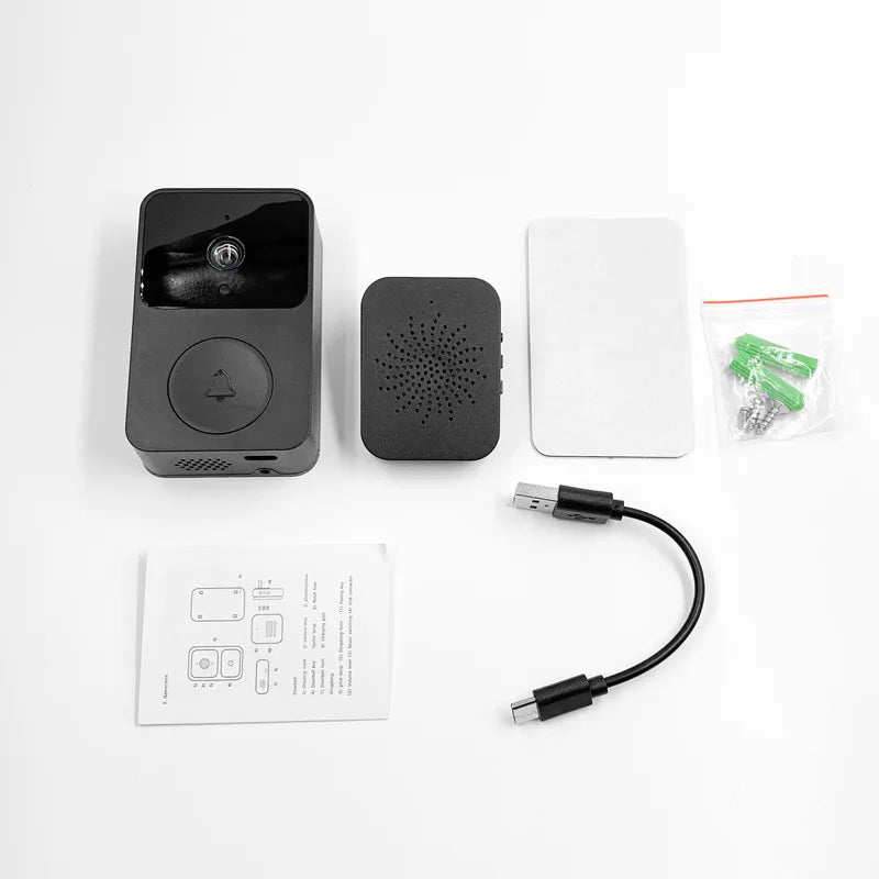 Wi-Fi Video Doorbell Camera Smart Home Kit with Two-Way Audio AI Motion Detection Night Vision Cloud Storage Wireless