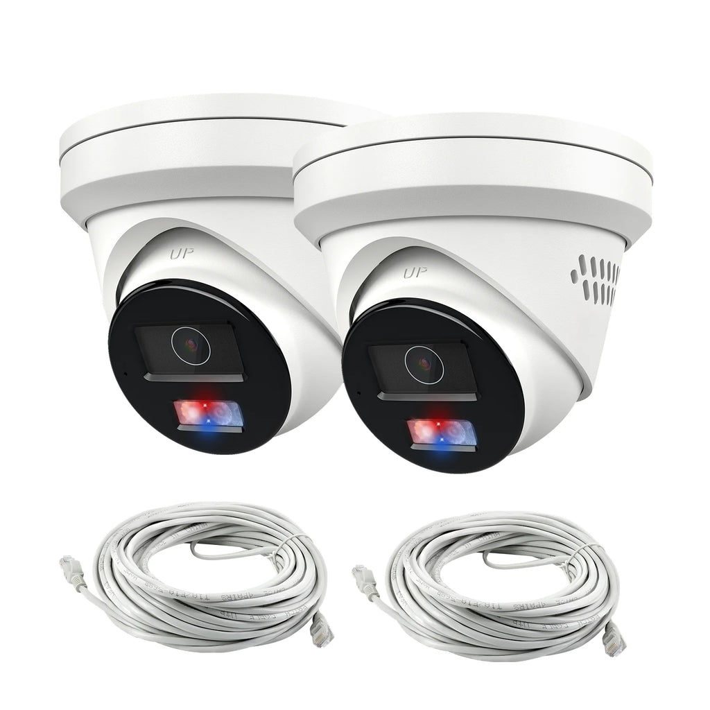Anpviz US Stock 2 Pieces 4K  PoE Camera Including Cables Audio Alarm Metal Turret Security Camera Outdoor 2 Way Audio IP Camera