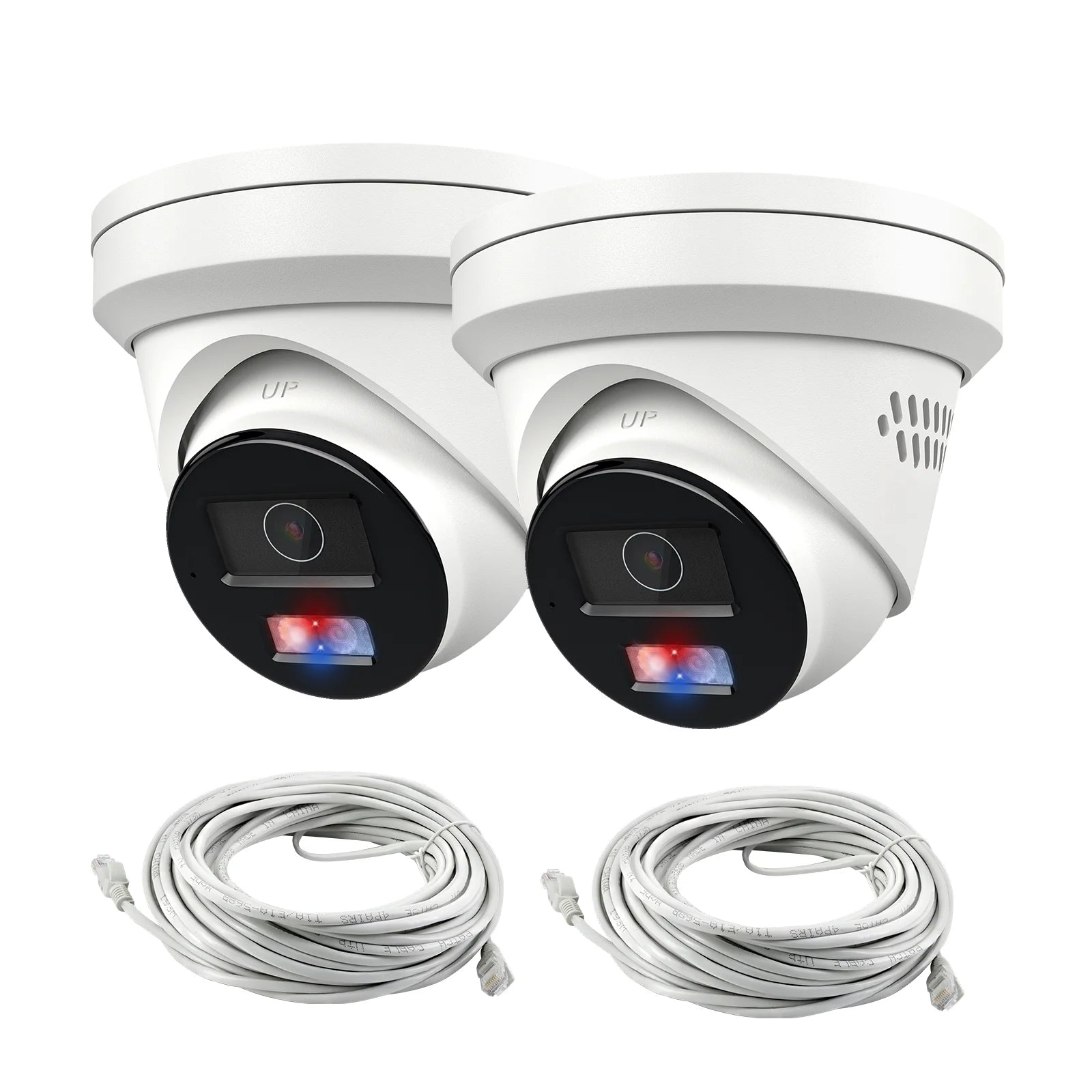 Anpviz US Stock 2 Pieces 4K  PoE Camera Including Cables Audio Alarm Metal Turret Security Camera Outdoor 2 Way Audio IP Camera