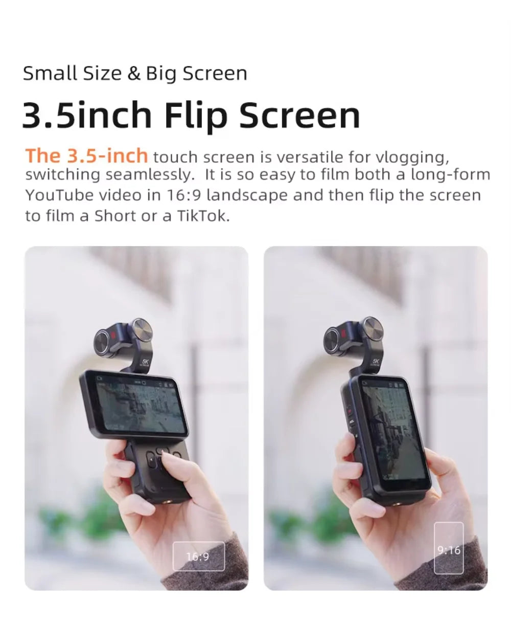 Tokdance 5k 3-axis stabilized digital video action camera with 10x night vision wireless pocket vlog featuring facial tracking