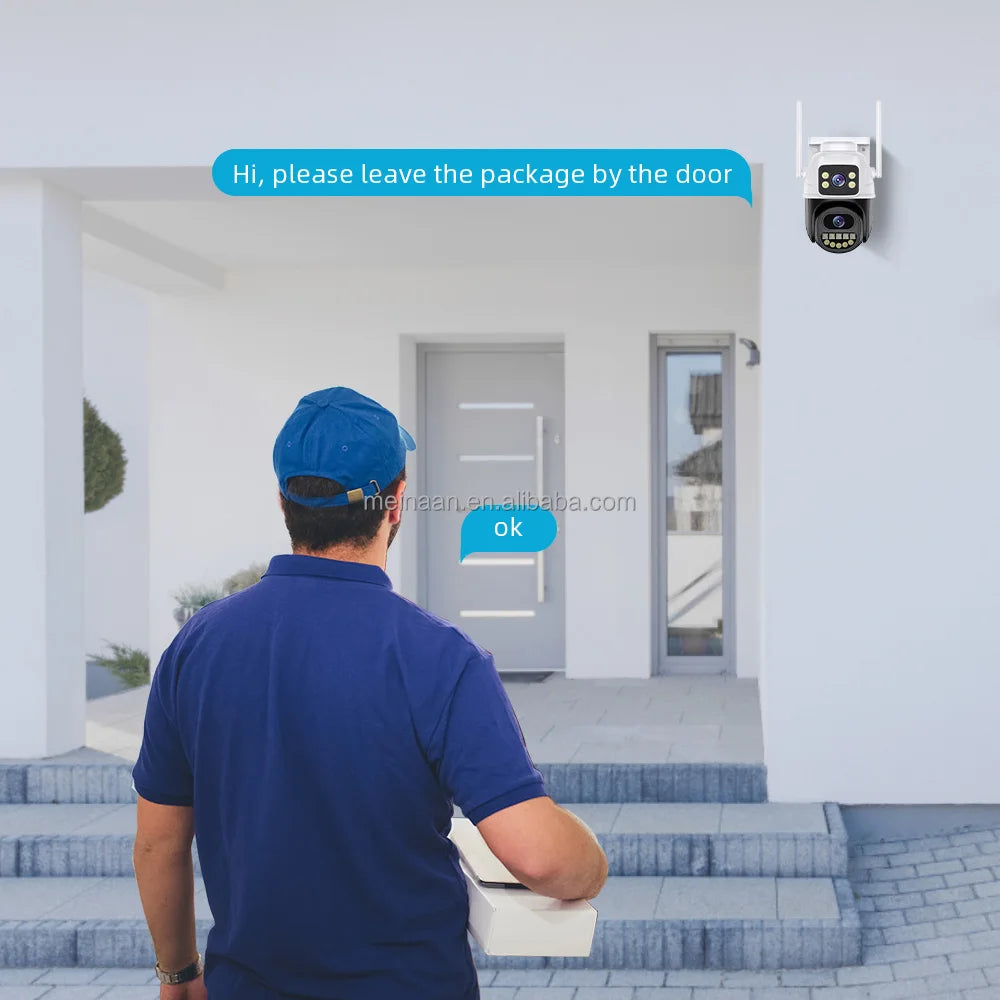 In Stock 8MP 4K Outdoor Video Wireless WiFi Network IP PTZ Camera ICSee APP Dual Lens CCTV WiFi Home Security Camera