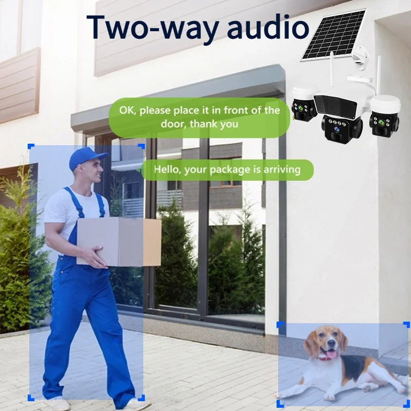 Wistino 4G Farm Solar Camera 3 Lens PIR Human Motion Tracking Alarm Night Vision Full Color Solar Powered Security Camera