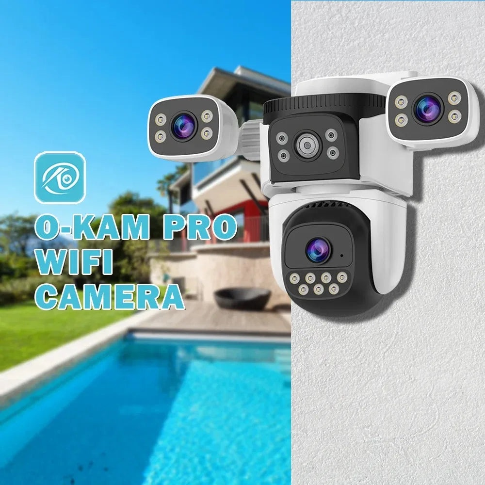New Arrival 12MP Outdoor WiFi Security Camera 3 Lens 3 Screens Wireless WiFi Network IP66 Surveillance PTZ Night Vision SD Card