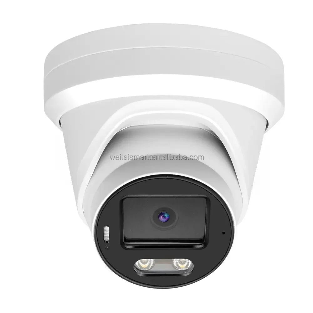 5MP 8MP CCTV Security Camera POE Mini Turret Network Dome Camera Full Color Night Vision CMOS Sensor Mic NVR Data Storage