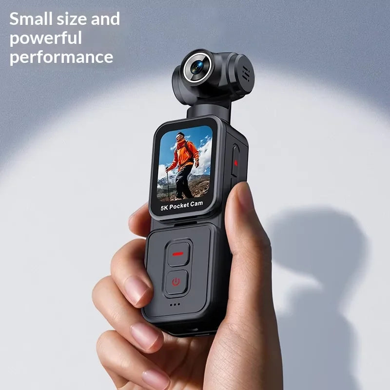 5K HD Pocket Gimbal Sports Camera Handheld Touch Screen 1.69" Outdoor Riding Anti-Shake Vlog TF Card 90/270 Rotation