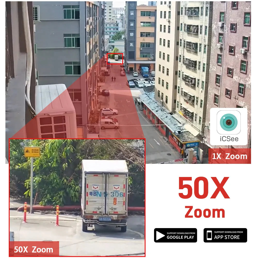 Wistino 8MP UHD 50x Zoom Security Camera Smart Alarm Motion Detection Icsee 4g Camera