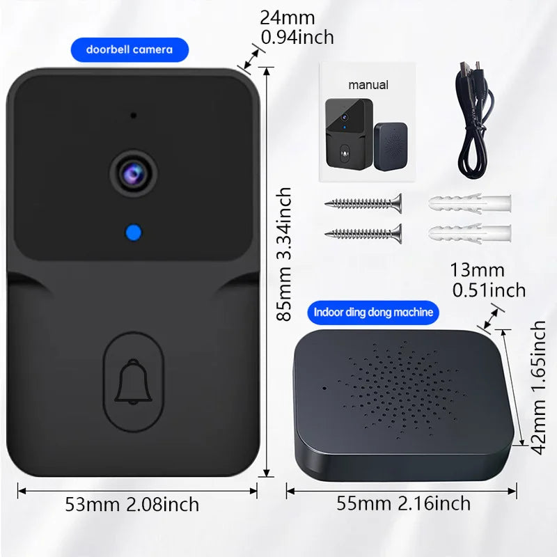Wi-Fi Video Doorbell Camera Smart Home Kit with Two-Way Audio AI Motion Detection Night Vision Cloud Storage Wireless