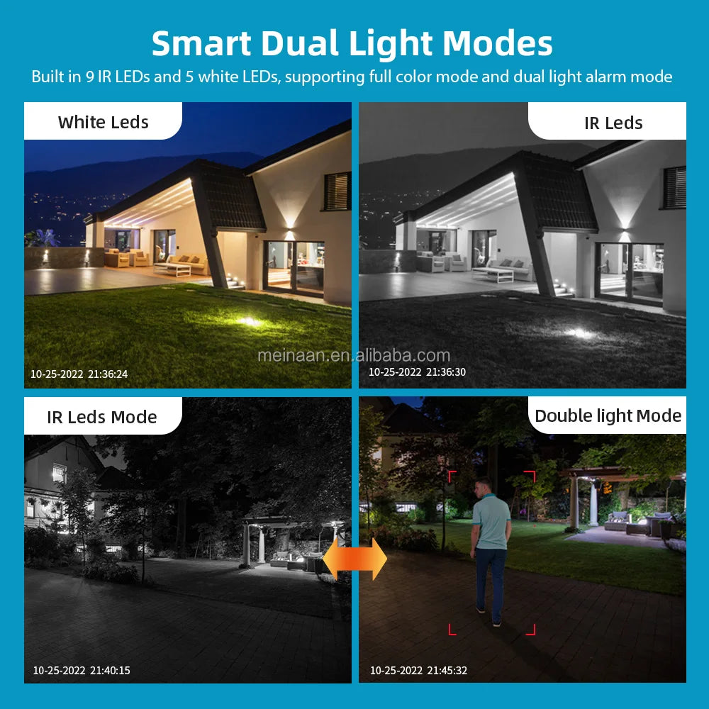 In Stock 8MP 4K Outdoor Video Wireless WiFi Network IP PTZ Camera ICSee APP Dual Lens CCTV WiFi Home Security Camera