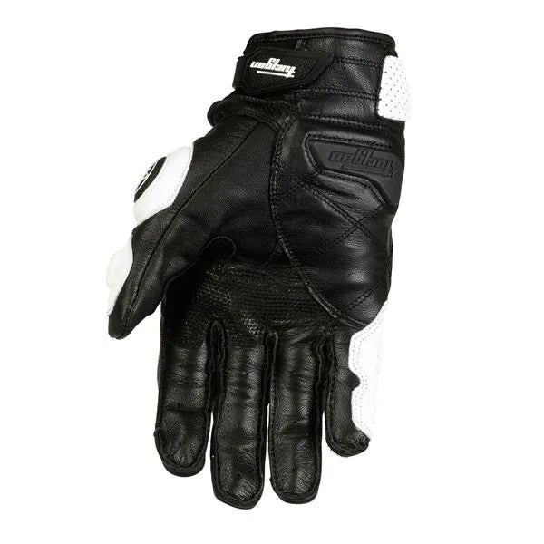 Genuine Leather Motorcycle Racing Gloves – Black & White Road Riding Gloves