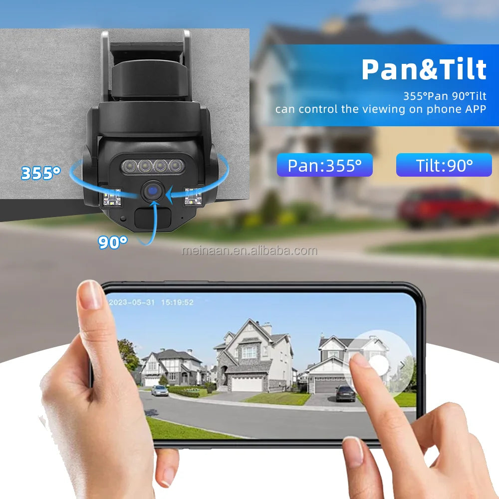 3MP 2K Floodlight WiFi Home Smart Outdoor Wireless Camera 360 IP PTZ Tuya Smartlife WiFi CCTV Network Security Camera