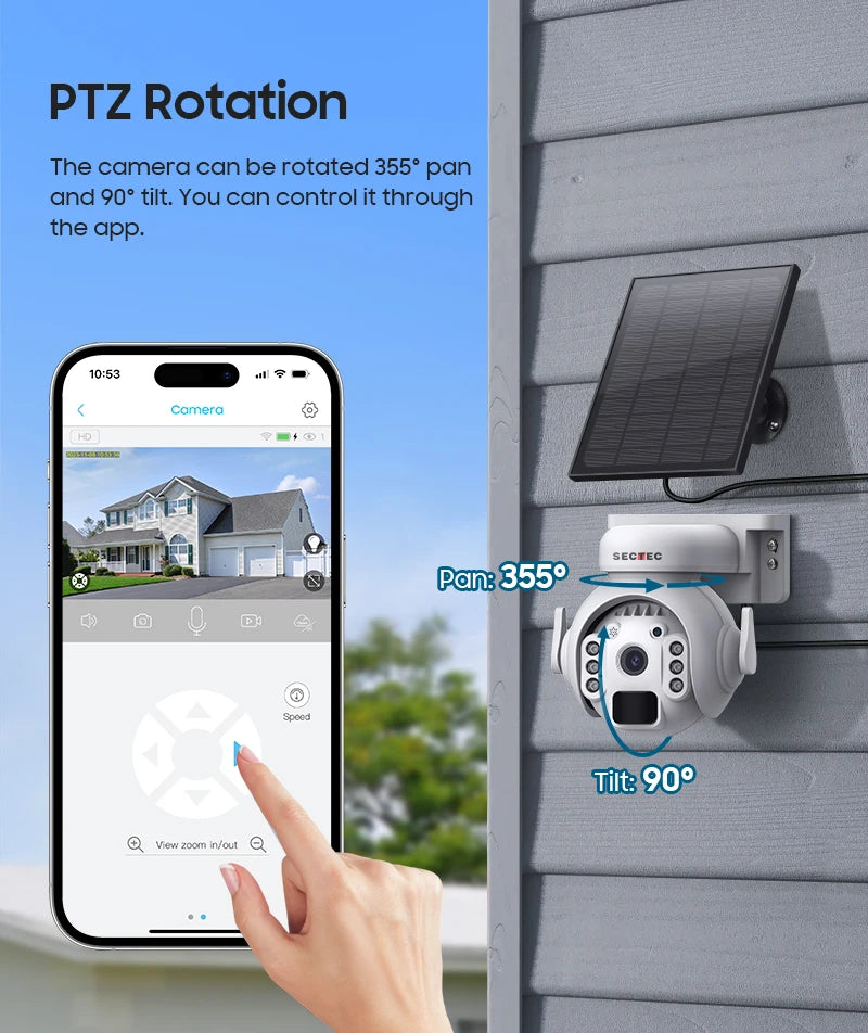 SECTEC Mini Solar Powered GSM 4G Sim Card IP66 Battery Security  IR PIR Battery IP Camera Wireless Wifi Solar Security Camera