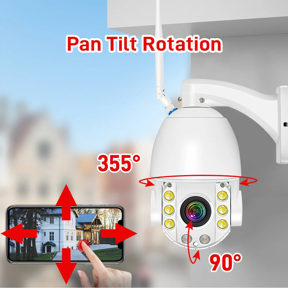 Wistino 8MP UHD 50x Zoom Security Camera Smart Alarm Motion Detection Icsee 4g Camera