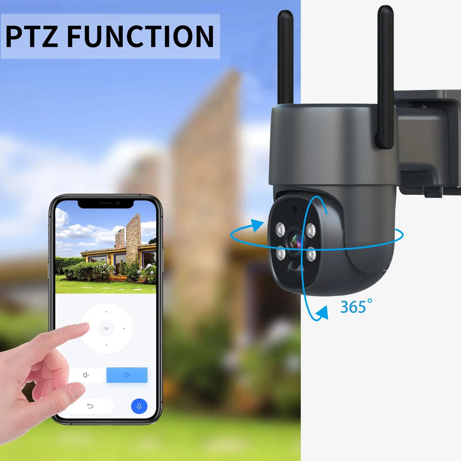 Hot Sale Remote Control Wireless Outdoor Water Proof Night Vision Smart Network Security Camera with Solar-Powered