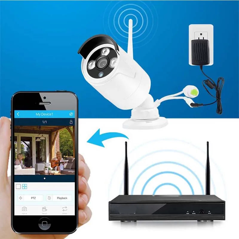 1080P 2.0mp 4 Channel Wifi Waterproof  Camera Kits Home CCTV HD 4ch Wireless Security Camera System Set