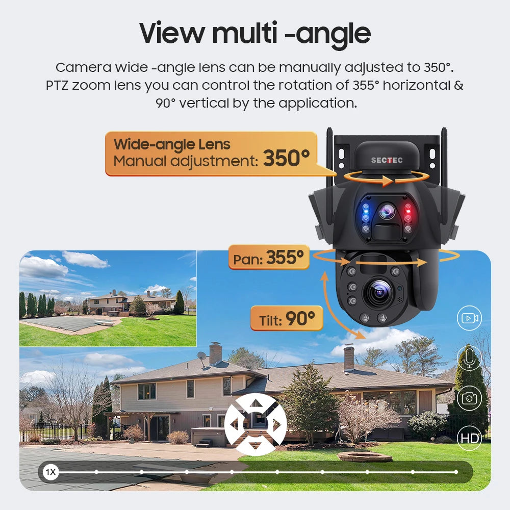 AOV AI Tracking Solar Security Camera 20X Zoom 4G Outdoor PTZ CCTV with Human Detection Wide Angle Night Vision SD Card
