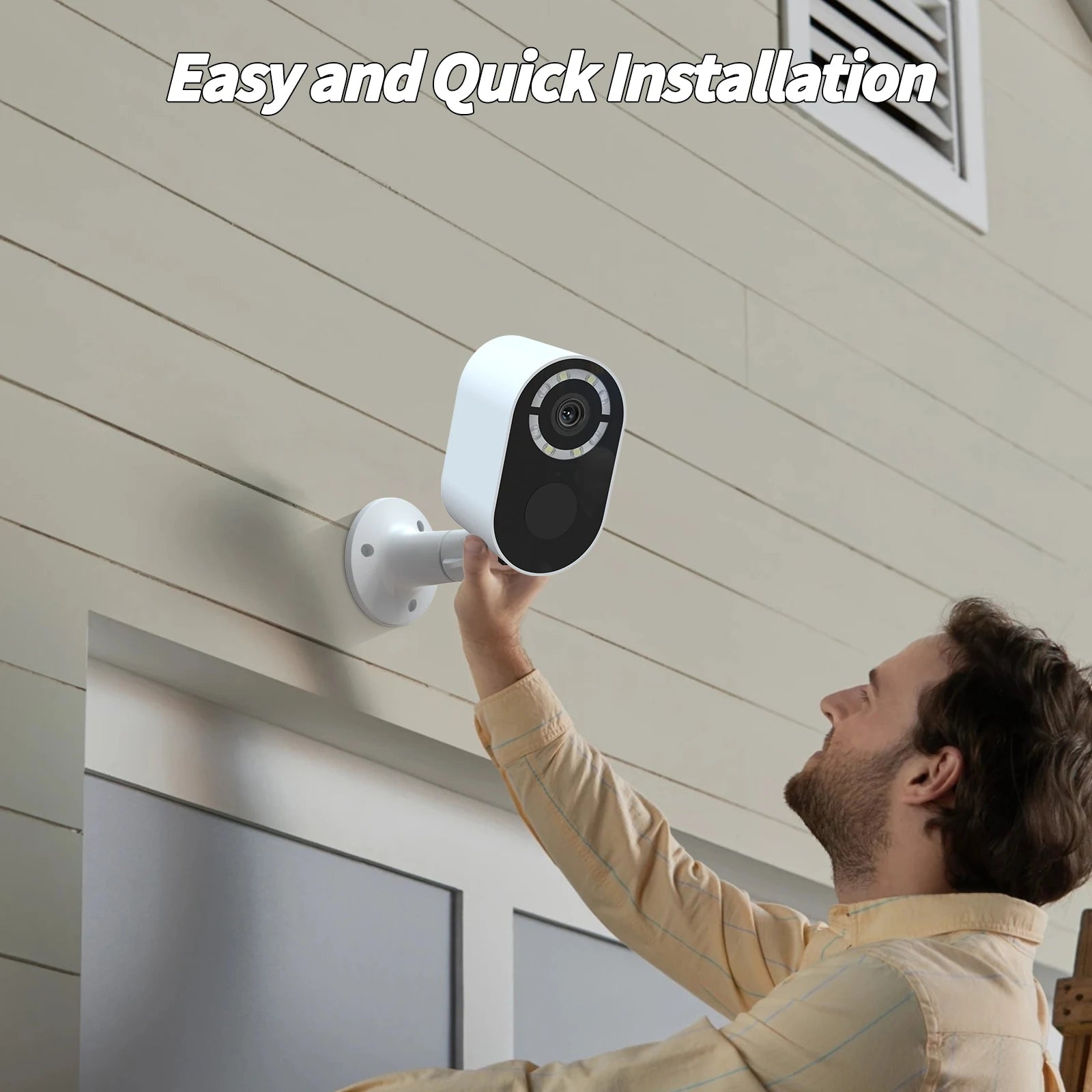 WESECUU 3MP IP66 Night Vision Smart Battery Camera Motion Detection Alarm Message Push Wireless Outdoor Security Camera Wifi