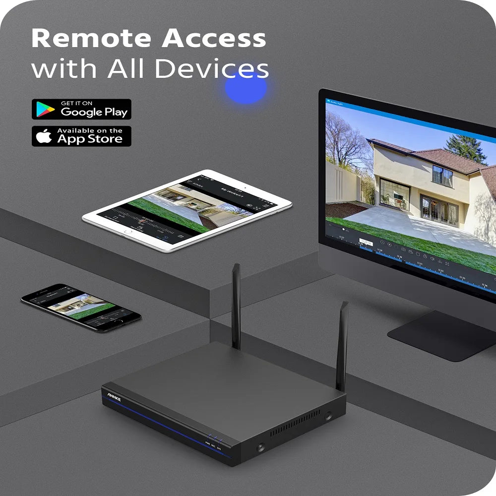ANNKE 5MP Full HD 8 Channel NVR WiFi Security Camera System With 2TB AI Human Detection Wireless 3MP Cameras Security System