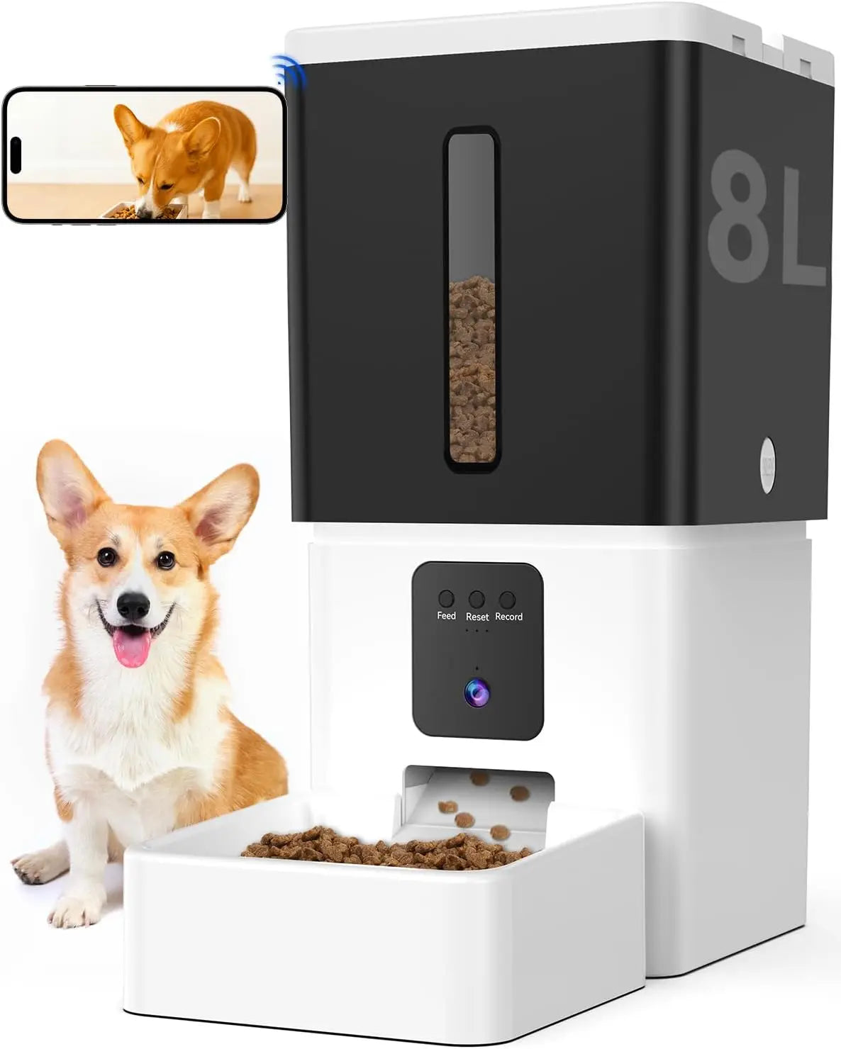8L Smart Automatic Pet Feeder with 1080P Camera – WiFi App Control for Cats & Dogs