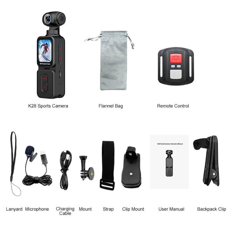 JXD 5K Ultra HD 30fps 1.5" Touch Screen WiFi Portable Digital Recorder Body Cam Action Camera 270 Wide CMOS Sensor TF Card