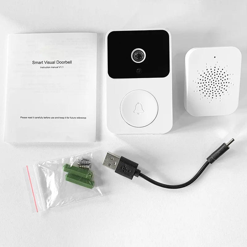 Wi-Fi Video Doorbell Camera Smart Home Kit with Two-Way Audio AI Motion Detection Night Vision Cloud Storage Wireless