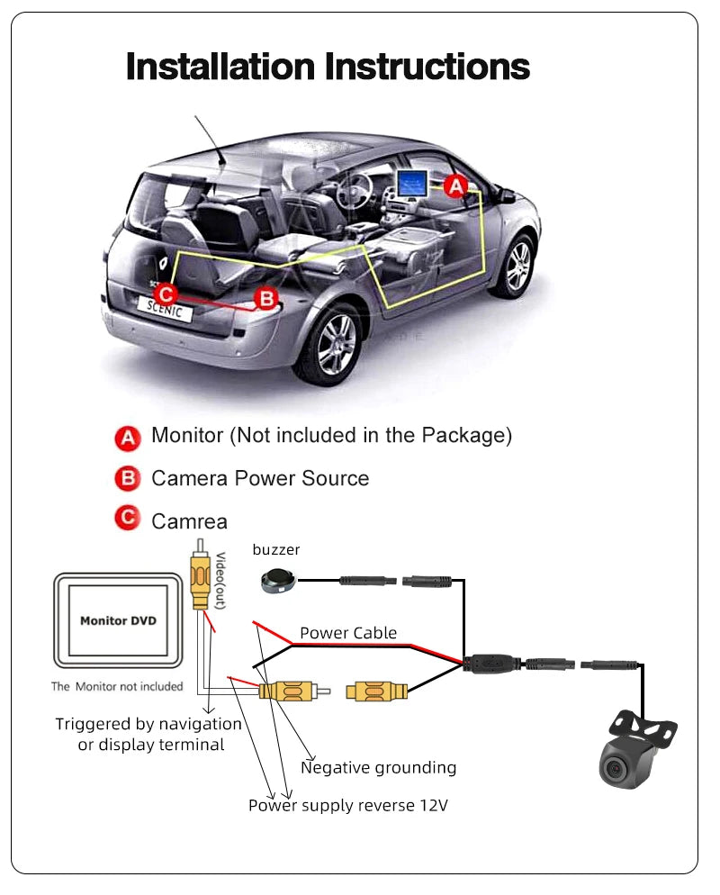 New AI Security Camera AI Detects Vehicle and Pedestrian Warnings Rear-view HD Reverse Camera with Buzzer